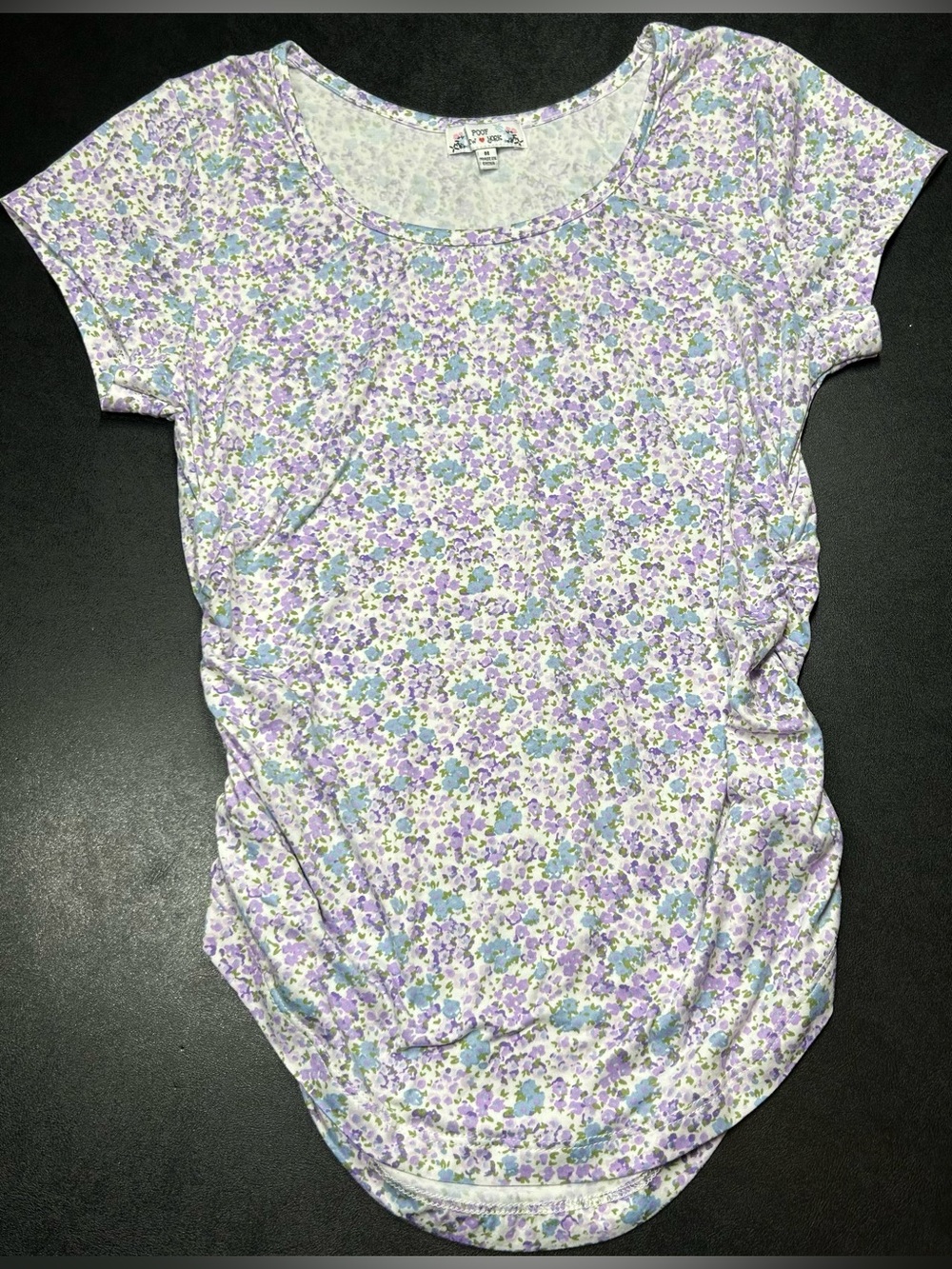 Poof New York Size M Purple & Blue Floral Boho T-Shirt